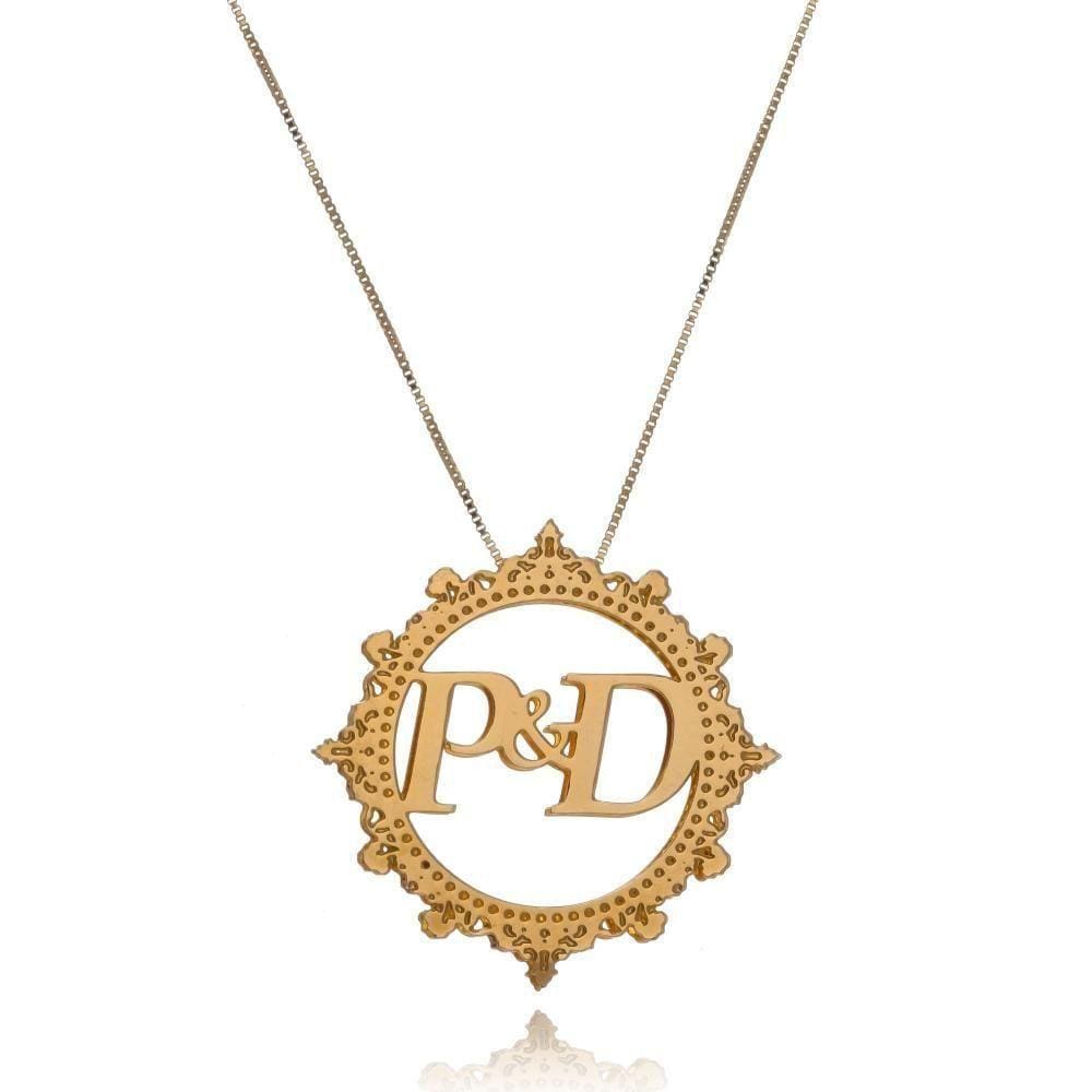 Colar Personalizado Mandala Trabalhado E Com Iniciais [f027]