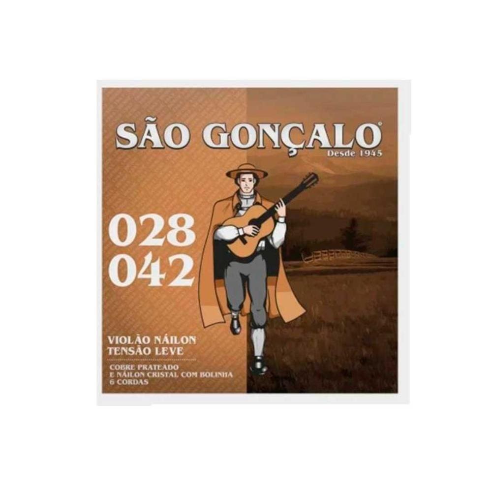 Encordoamento P-violão Nylon Cristal Com Bolinha 0.028 - 0.042 Tensão Leve São Gonçalo [f108]