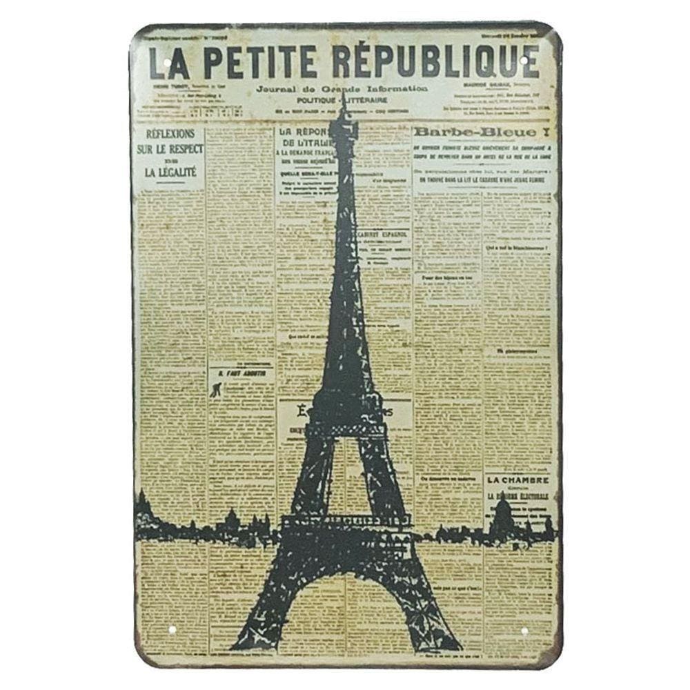 Placa De Metal París Torre Eiffel