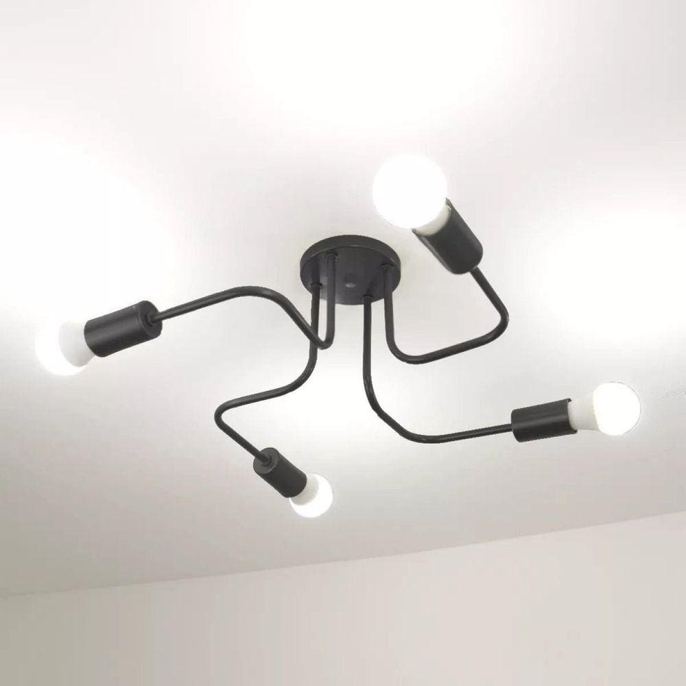 Lustre Sputnik 20x44cm Assimétrico Emalustres Preto