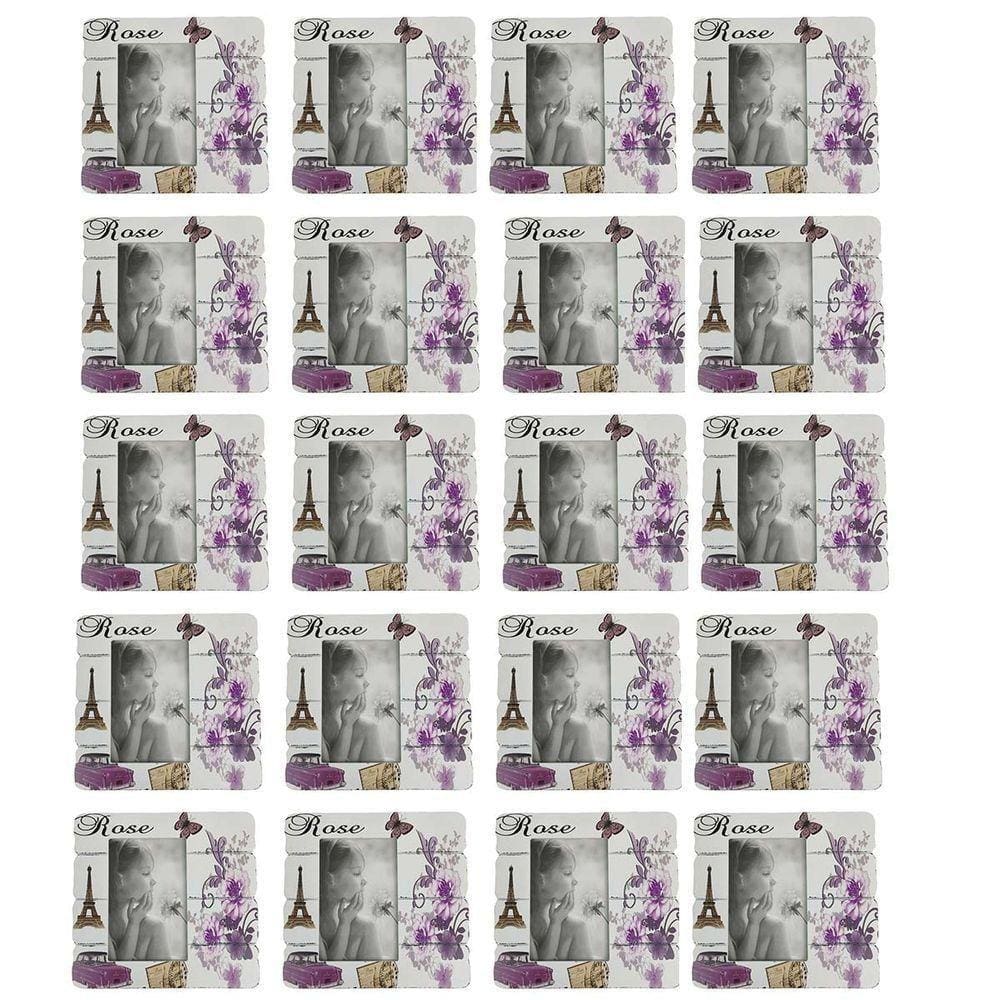 Porta Retrato 10x15 Foto Moldura Paris Kit 20 Unidades Flores Enfeite Mesa Estante Prateleira Quarto