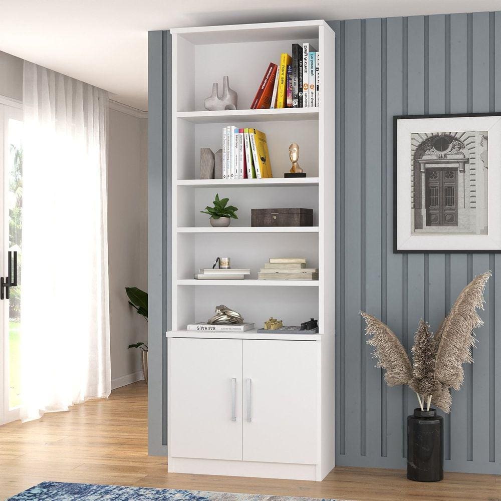 Estante para Livros 2 Portas 5 Prateleiras Foscarini Branco
