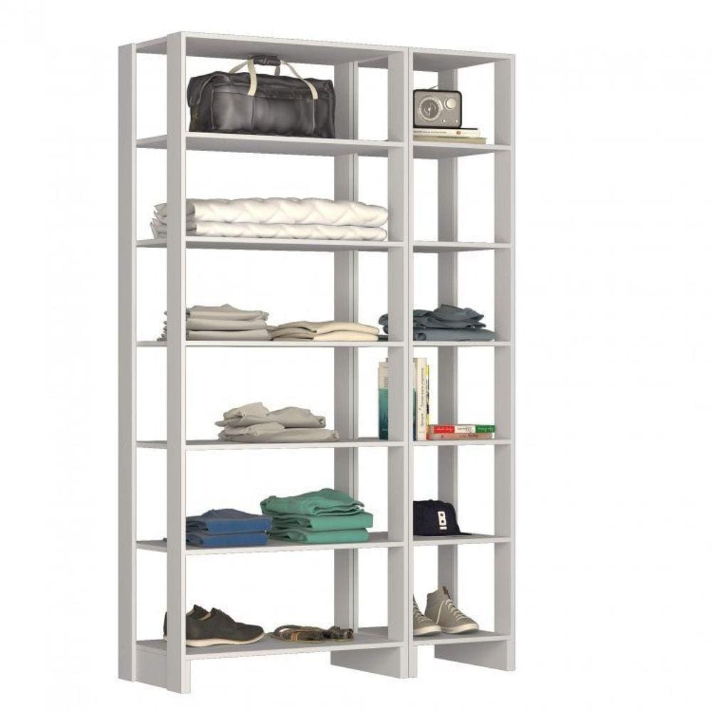Closet Modulado 2 Peças 12 Nichos Yes Nova Mobile Branco