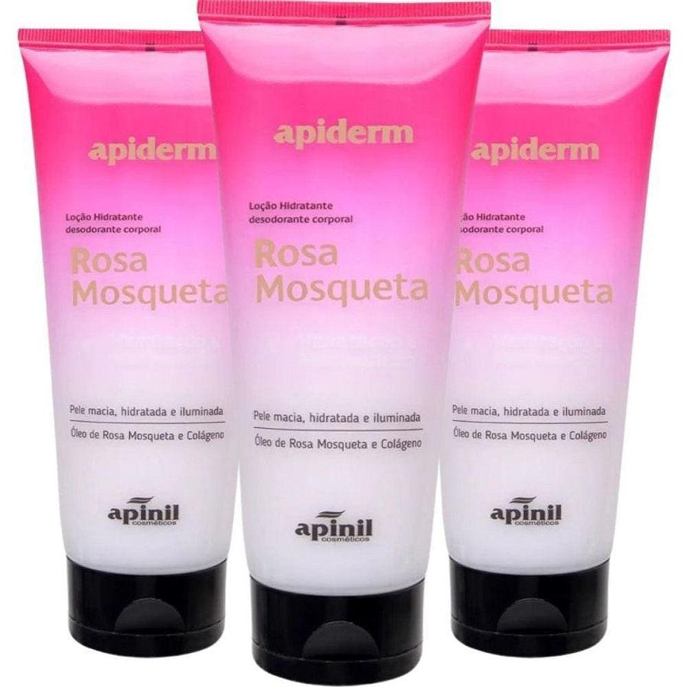 Kit 3 Loção Hidratante Corporal Rosa Mosqueta Apinil 190G