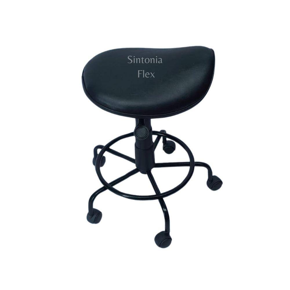 Cadeira sela estética s/ encosto c/ regulagem de altura , dentista, tatuador, manicure - base de ferro corano preto