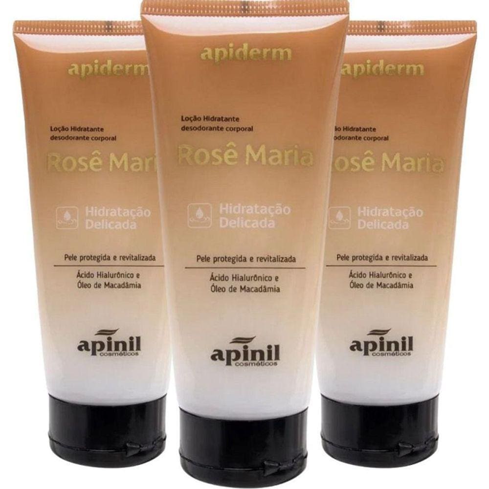 Kit 3 Loção Hidratante Corporal Rosê Maria Apinil 190G