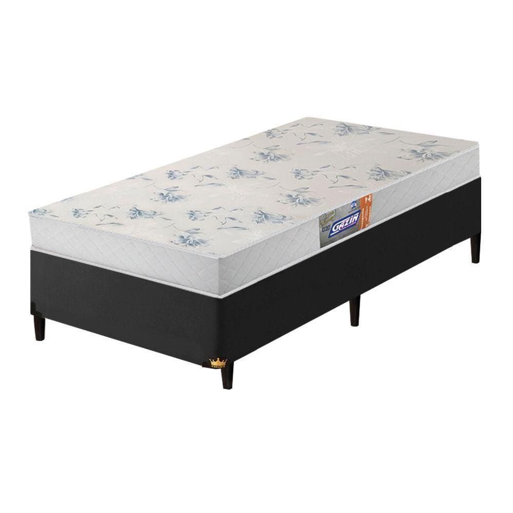 Cama Box Solteiro Colchão De Espuma D20 Supreme Branco 78x188x50cm Gazin Preto