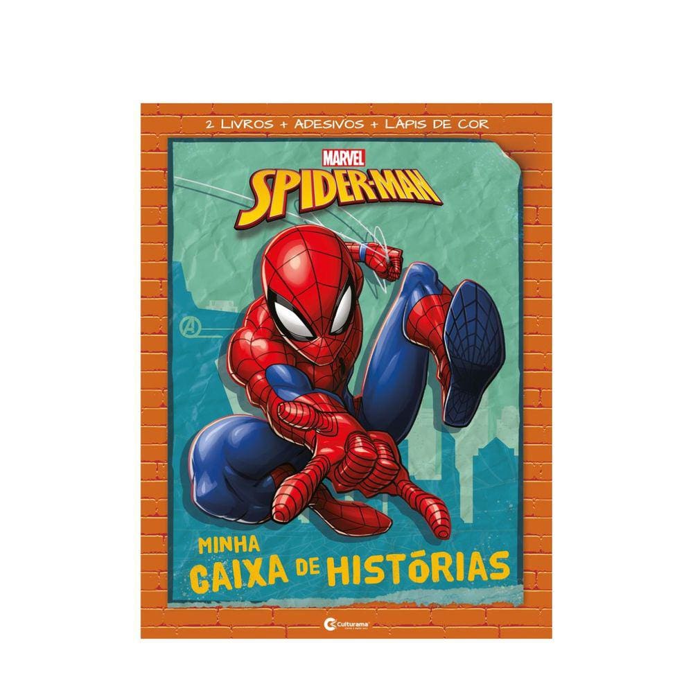 Box Livro Histórias Adesivos Homem-Aranha Culturama Infantil