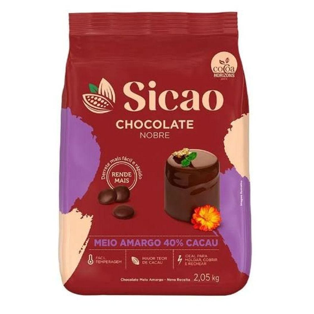 Chocolate Meio Amargo Gotas 40% 2,05kg - Sicao