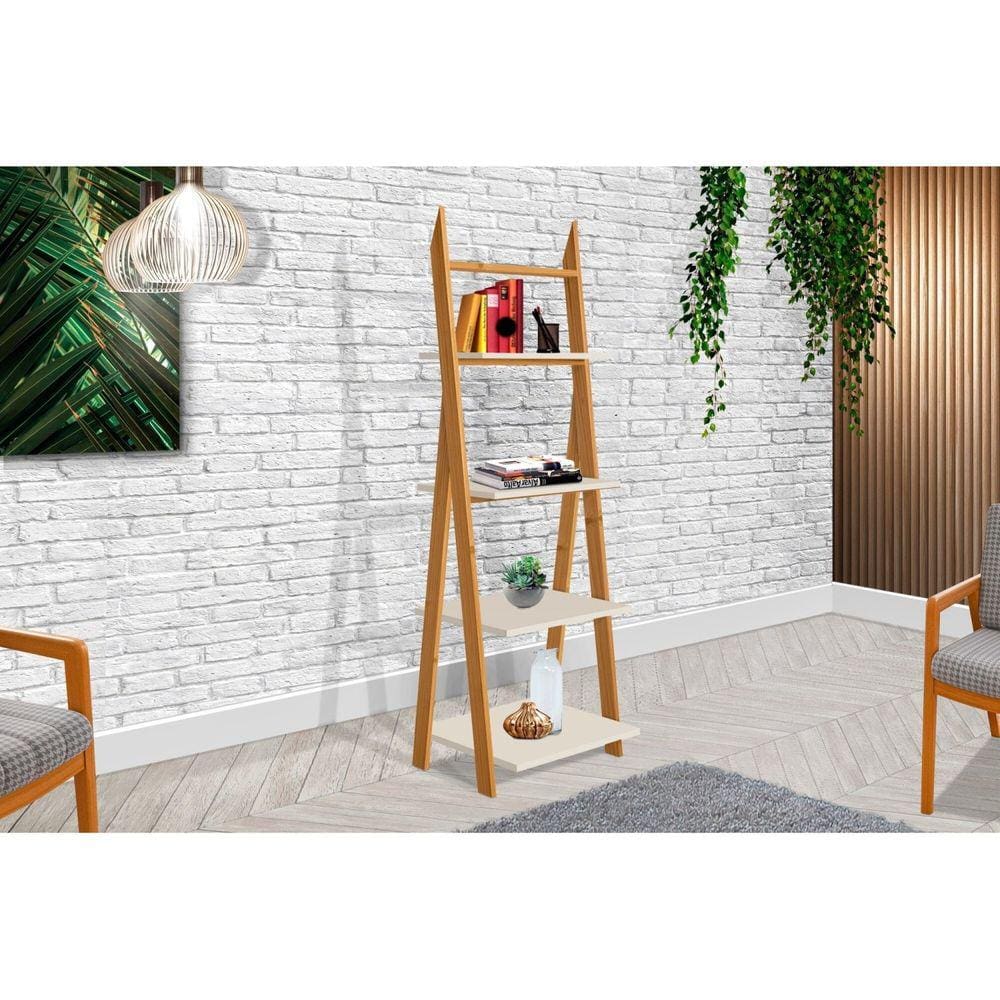 Estante para Livros 4 Prateleiras Sintra Tebarrot Off White/Amêndoa