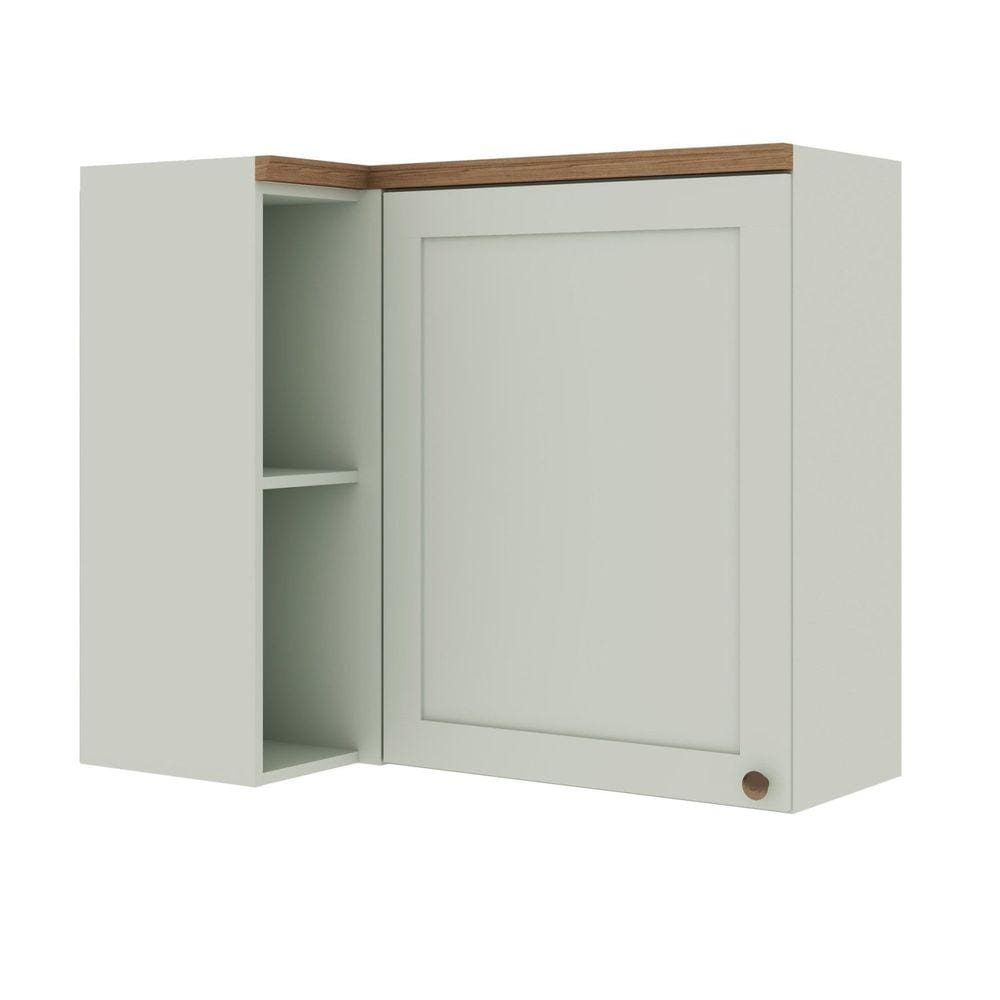 Armário Aéreo de Canto 1 Porta 100 % MDF Iluminata Geniaflex Verde Mint