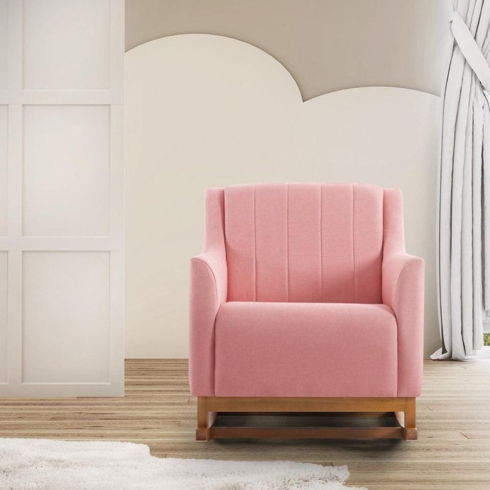 Poltrona de Balanço e Amamentação Marrom/Rosa
