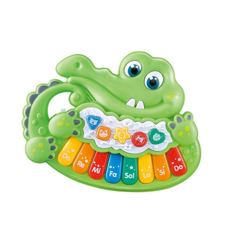 Teclado Musical Infantil Crocodilo Colorido - Shiny Toys