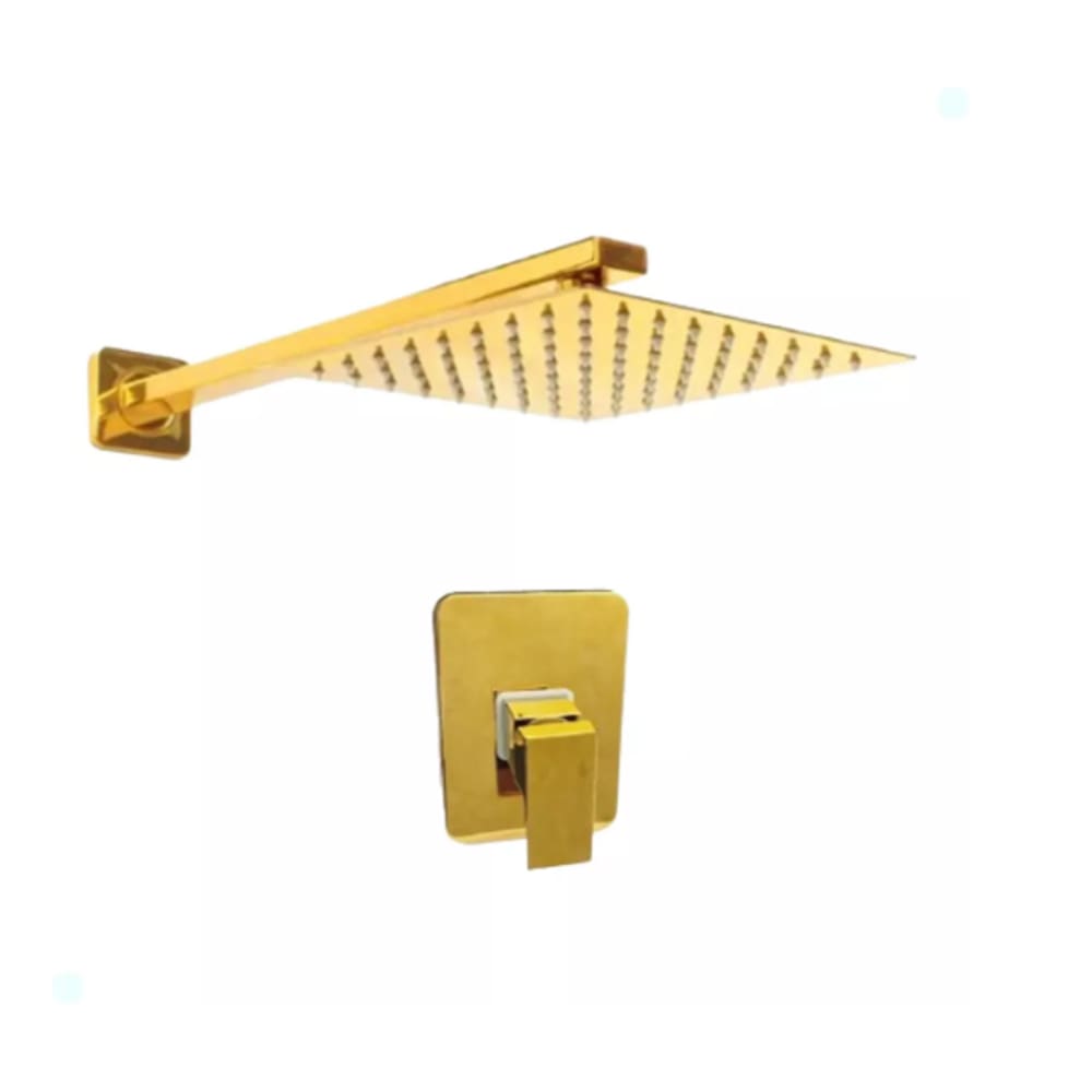 Kit Ducha Chuveiro Acabamento E Registro Misturador Dourado