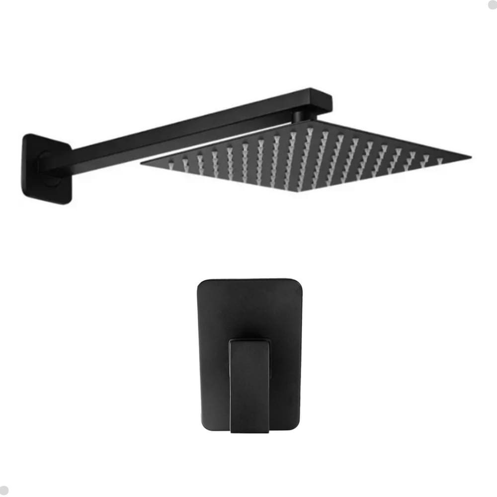 Kit Ducha Chuveiro Acabamento E Registro Misturador Preto