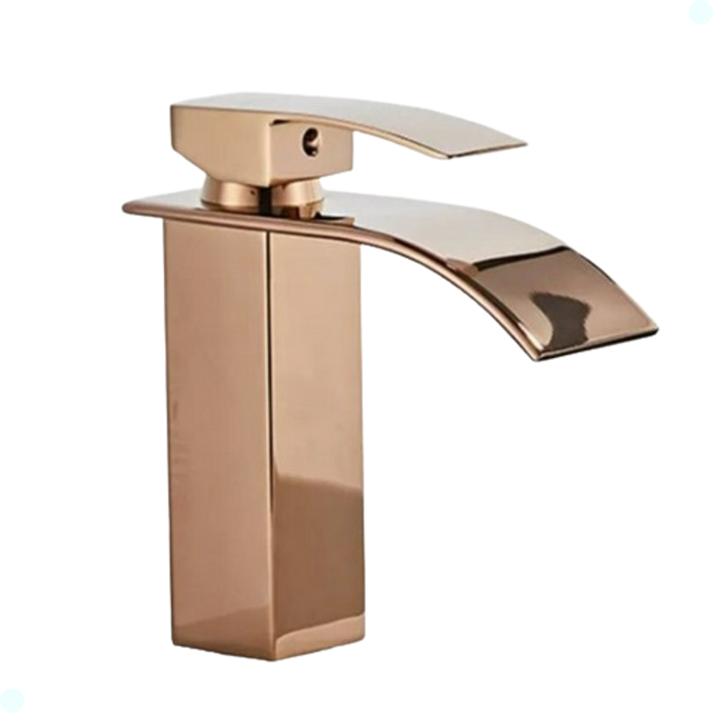 Torneira Banheiro Cascata Monocomando Misturador Baixa Rose Gold