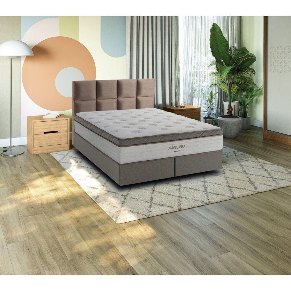 Cabeceira de Estrutura de Madeira Estofada 160x120cm Cinza