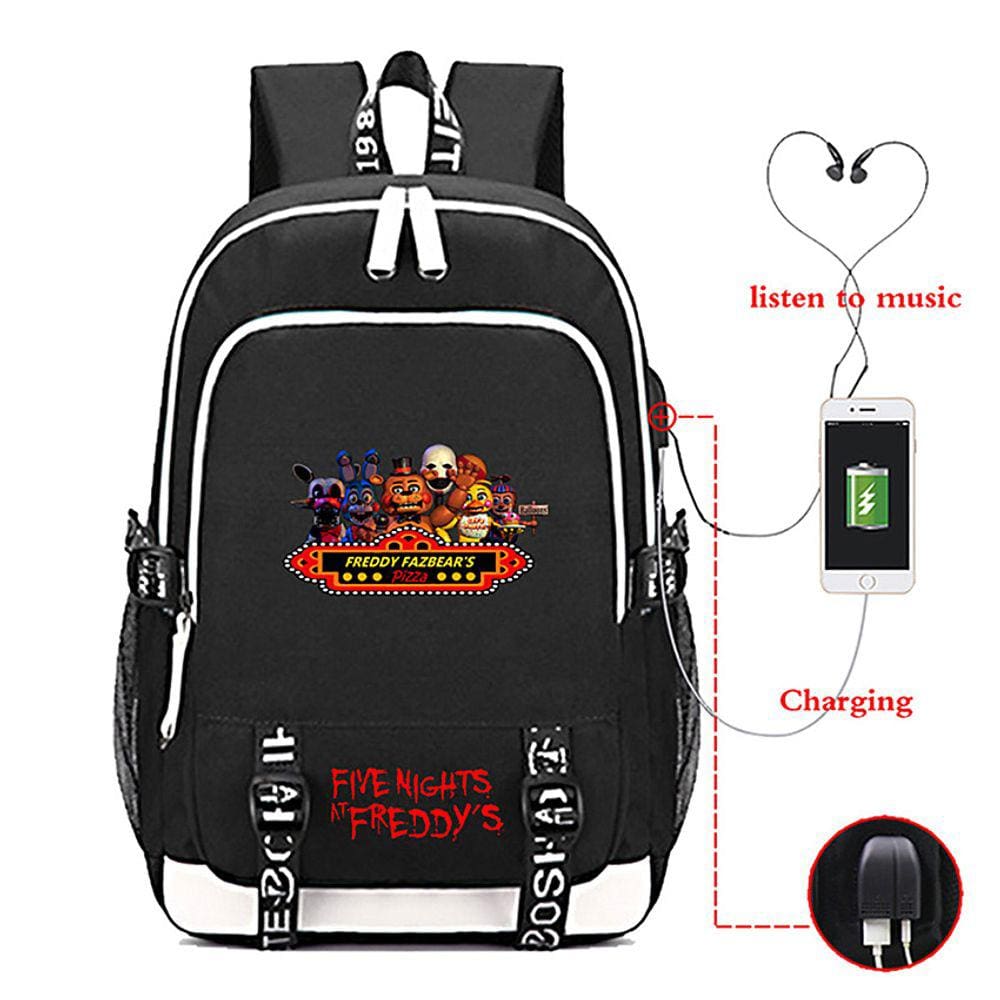 Mochila USB Cinco Noites na Freddy`s para Meninos - Preto