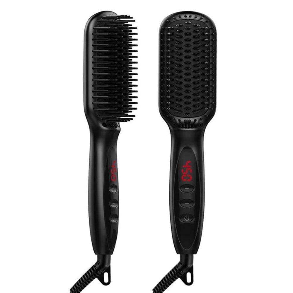 Escova de alisador de cabelo e secador, display digital LCD