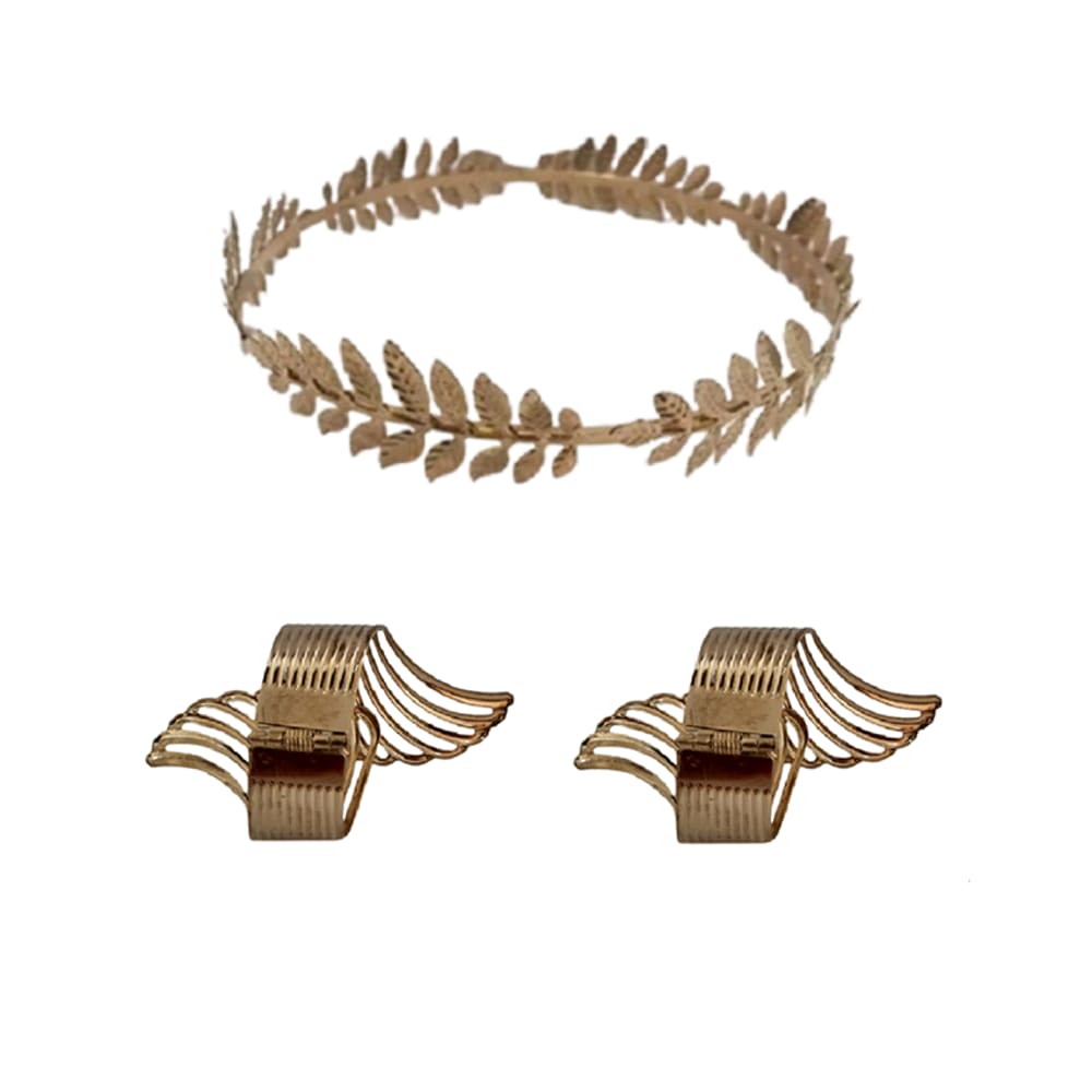 Fantasia Deusa Grega C/ 1 Tiara Arco e 2 Braceletes Mola