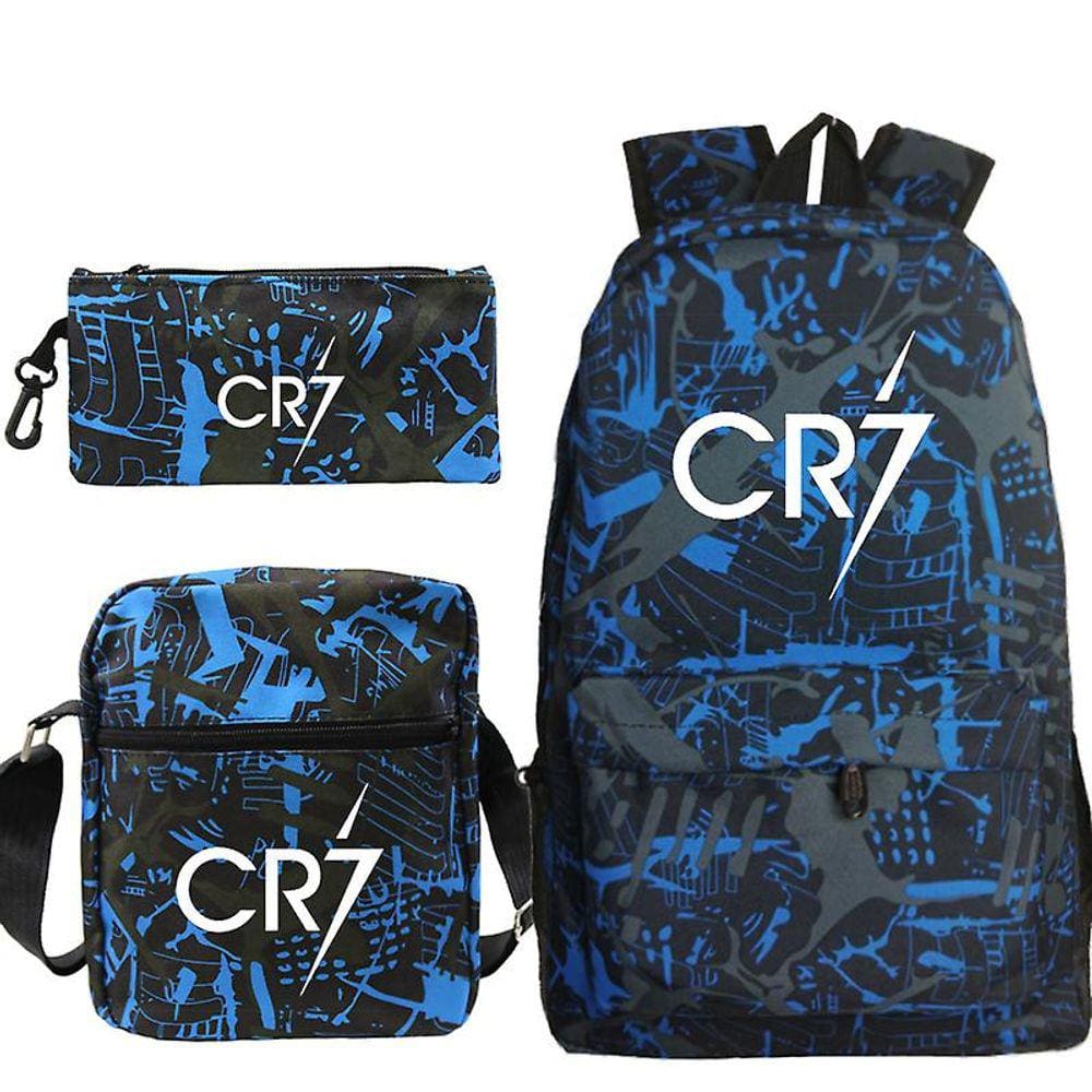 Mochila Escolar com 3 peças, Cristiano Ronaldo CR7 - Estilo e Conforto