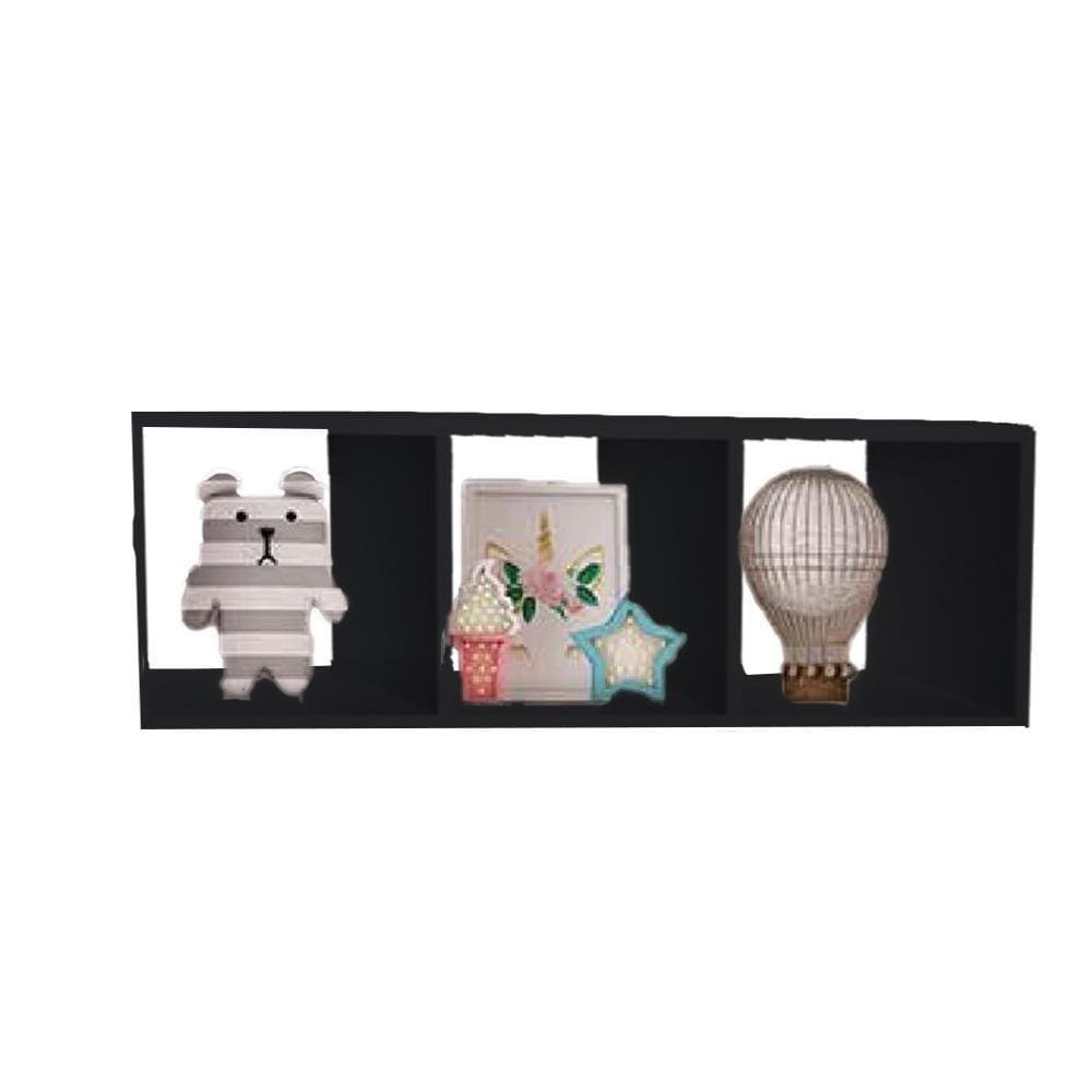 Nicho Triplo 70x30x20 Preto Em Mdf [f031]