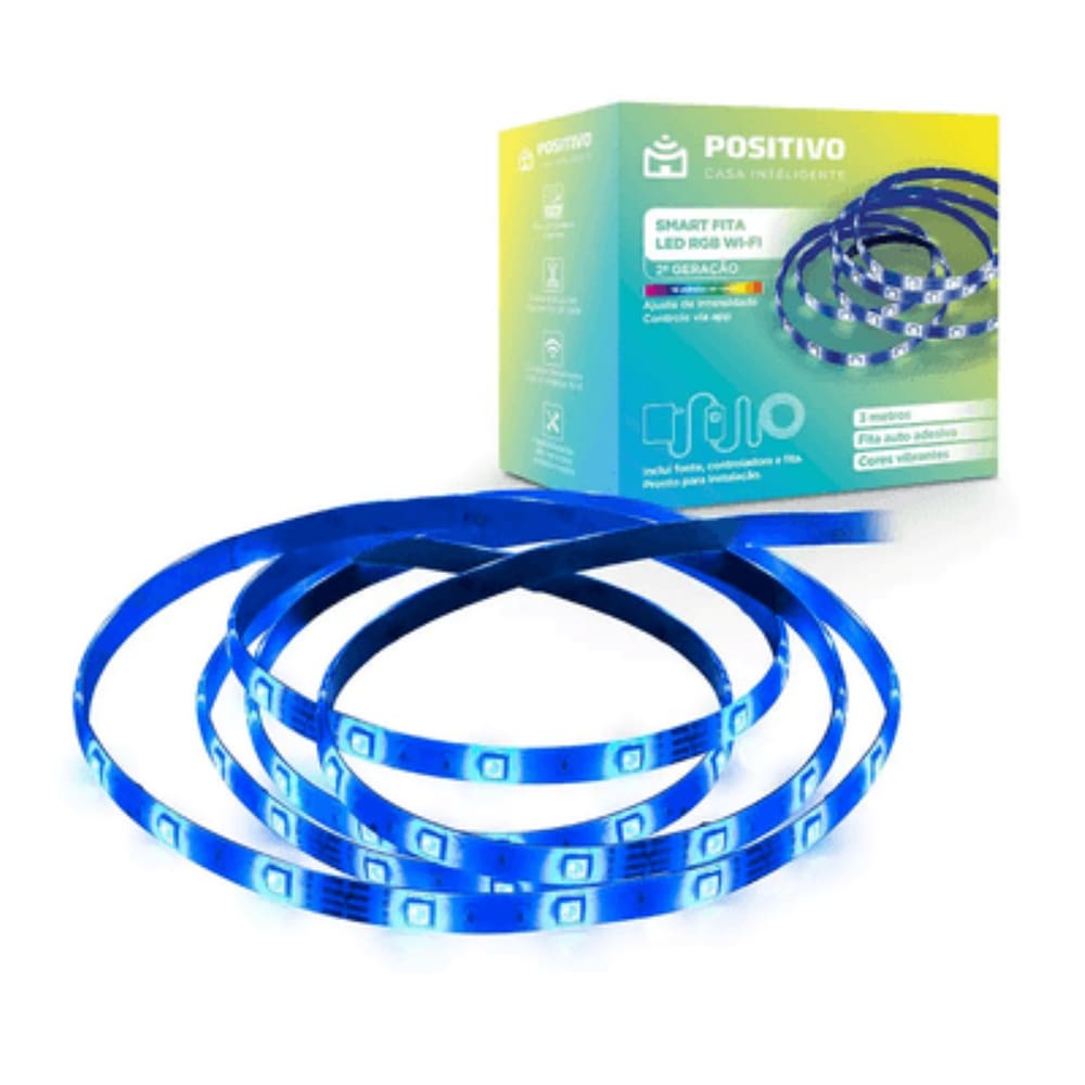 Smart Fita Led Positivo RGB Wi-Fi 2ª Geração 14W 3M Com Alexa Ou Google Assistente
