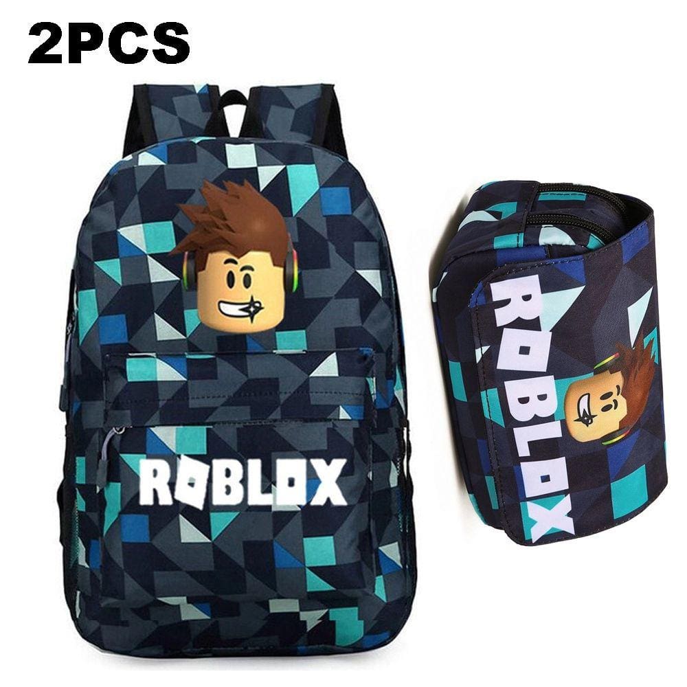 Mochila escolar para estudantes Roblox, estojo de lápis e bonecos de ação