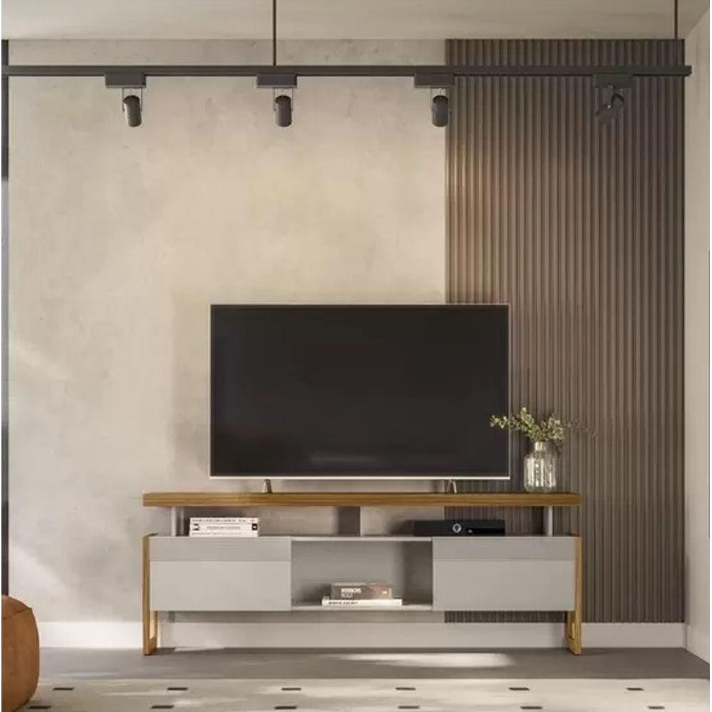 Rack 1,80 Linea Esmeralda Nature / Off White Tv até 70´´