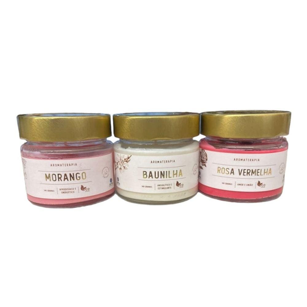 Kit 3 Velas Perfumadas Amor Atria Aromas Indiana 140g Cada