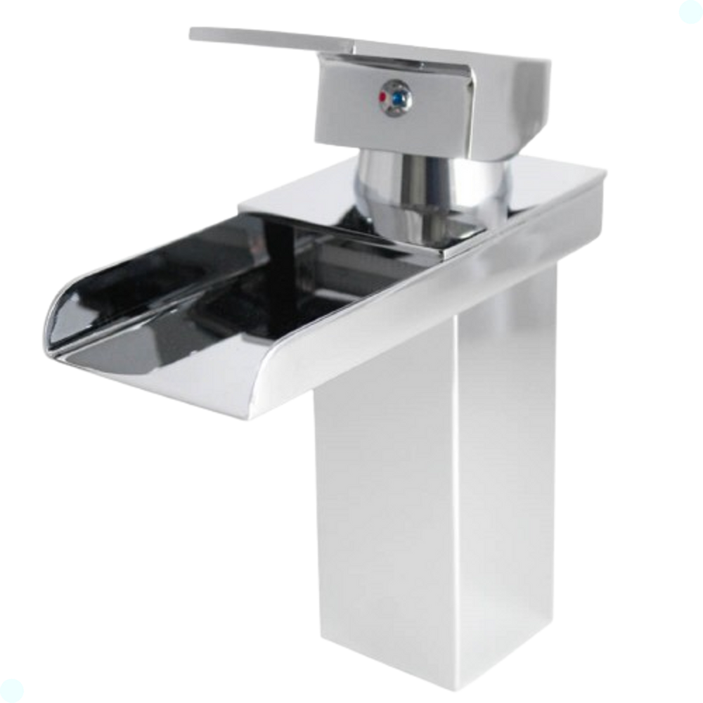 Torneira Banheiro Lavabo Misturador Monocomando  Cascata Calha  Bica Baixa Cromada