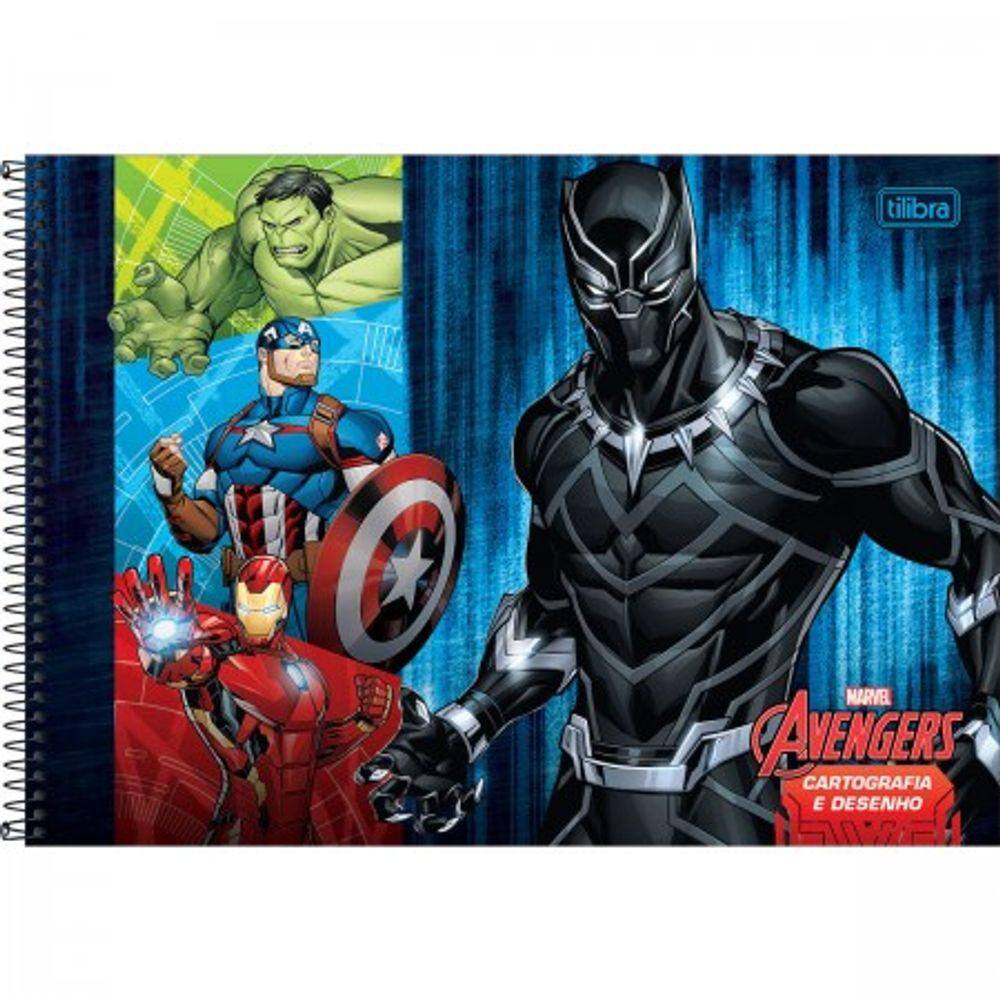 Caderno de Cartografia e Desenho Espiral Capa Dura Avengers 80F - Tilibra