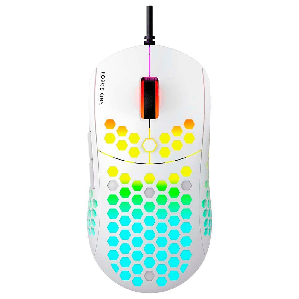 Mouse Gamer Force One Supernova, 20.000 Dpi, Rgb, Usb, Branco - Fr.Mo.Sp.01