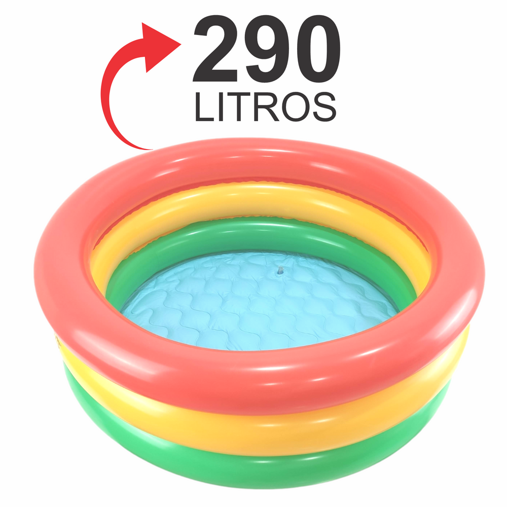 Piscina Inflável Infantil Redonda De Plástico 290 Litros Com Reparos 120cm X 30cm