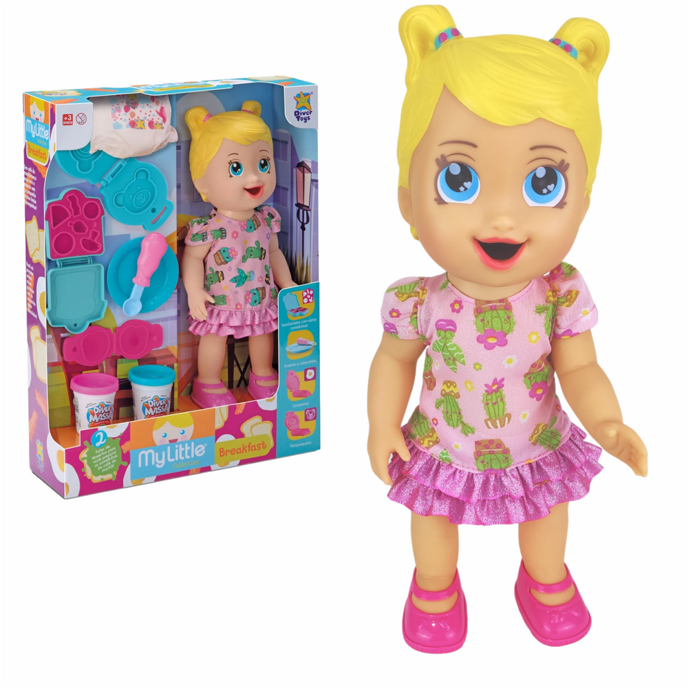 Brinquedo Boneca My Little Colection Café da Manhã Com Acessórios Divertoys Loira Ref-8178