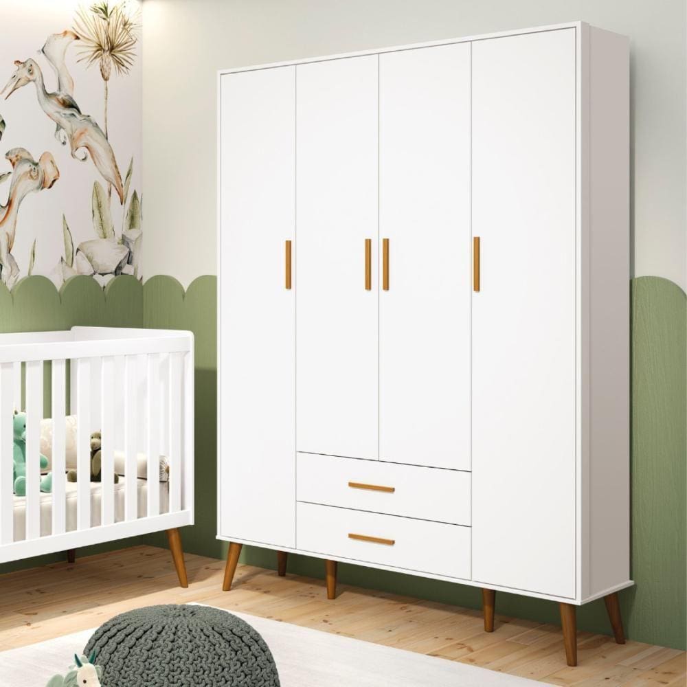 Guarda Roupa Infantil 4 Portas Isis Branco