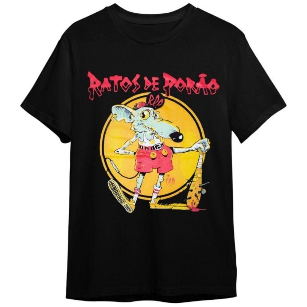 Camiseta Ratos De Porão Banda De Rock Preta Unissex 100% Algodão