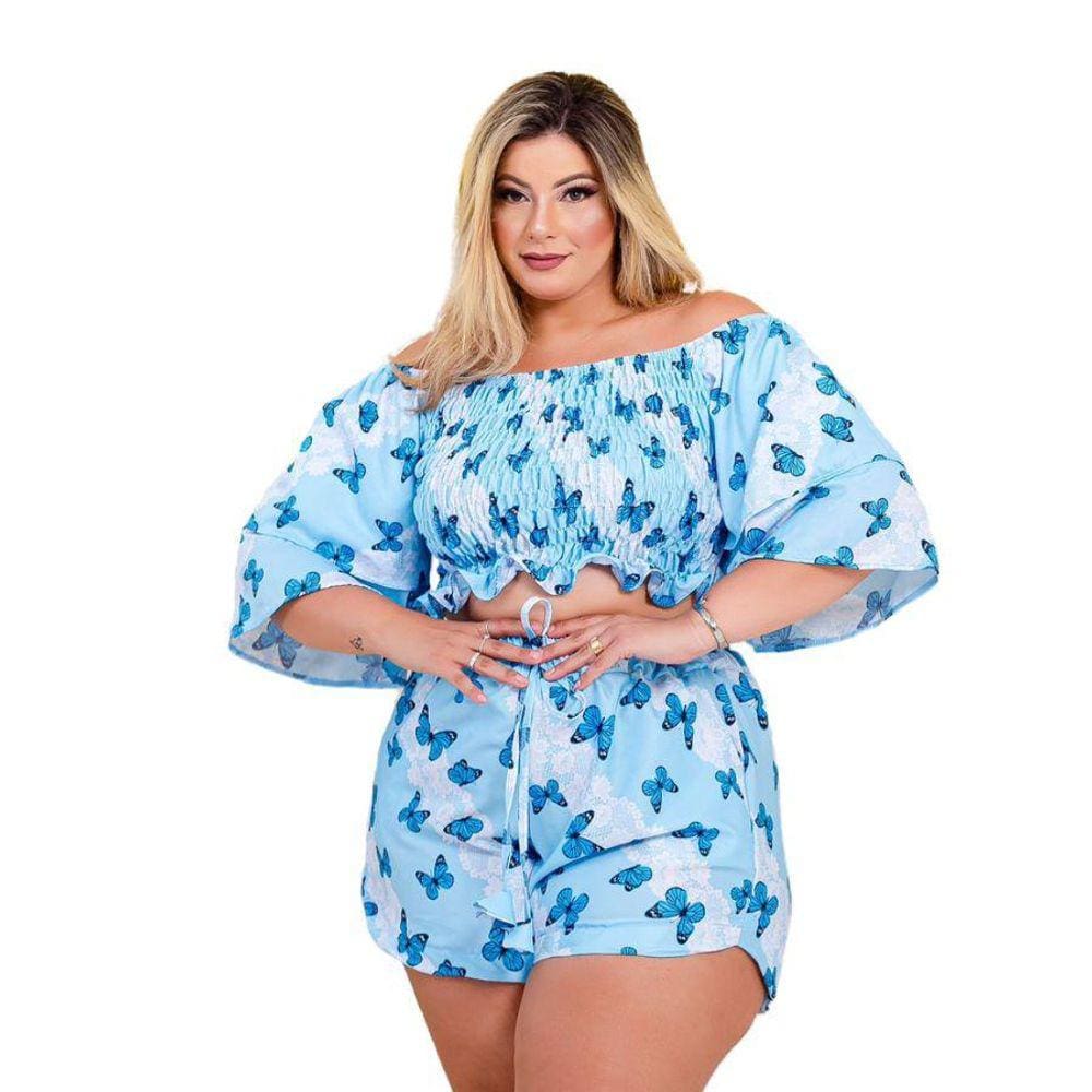 Conjunto Feminino Plus Size Ciganinha Estampado 0259