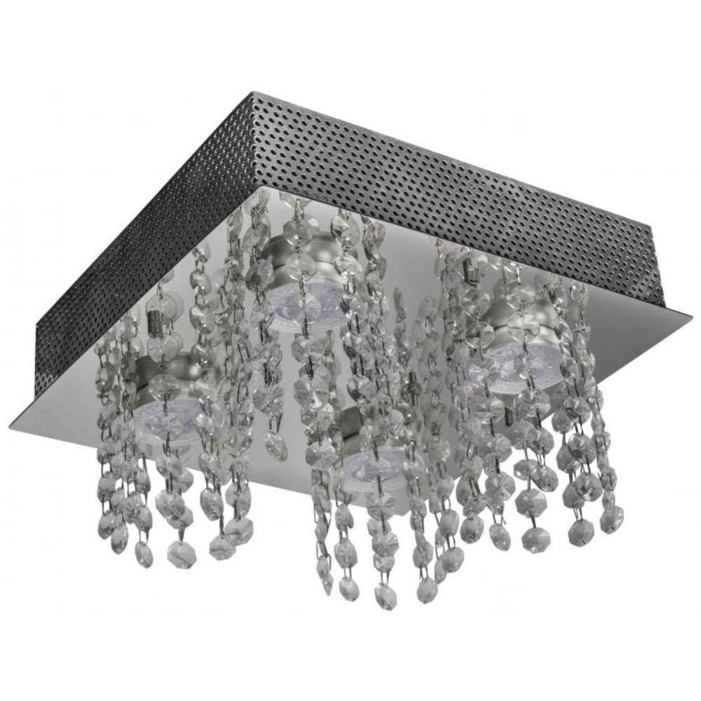 Plafon 4 Luzes 25x25cm sem Lâmpada Iguacu Gp0804bpfv2 Bronzearte Transparente