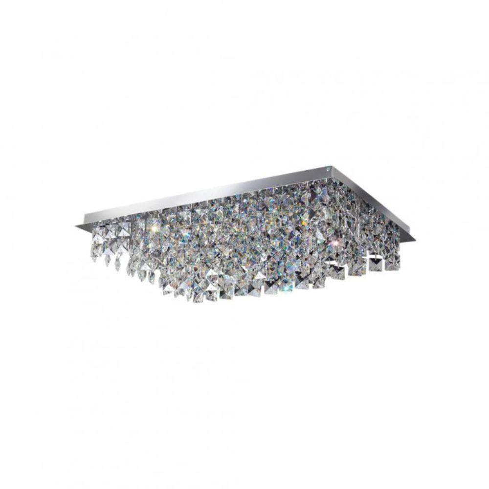 Plafon Cristal Quadrado 30x48cm 8 Luzes G9 não Inclusas Lyon Gply304808pfv2 Bronzearte Transparente