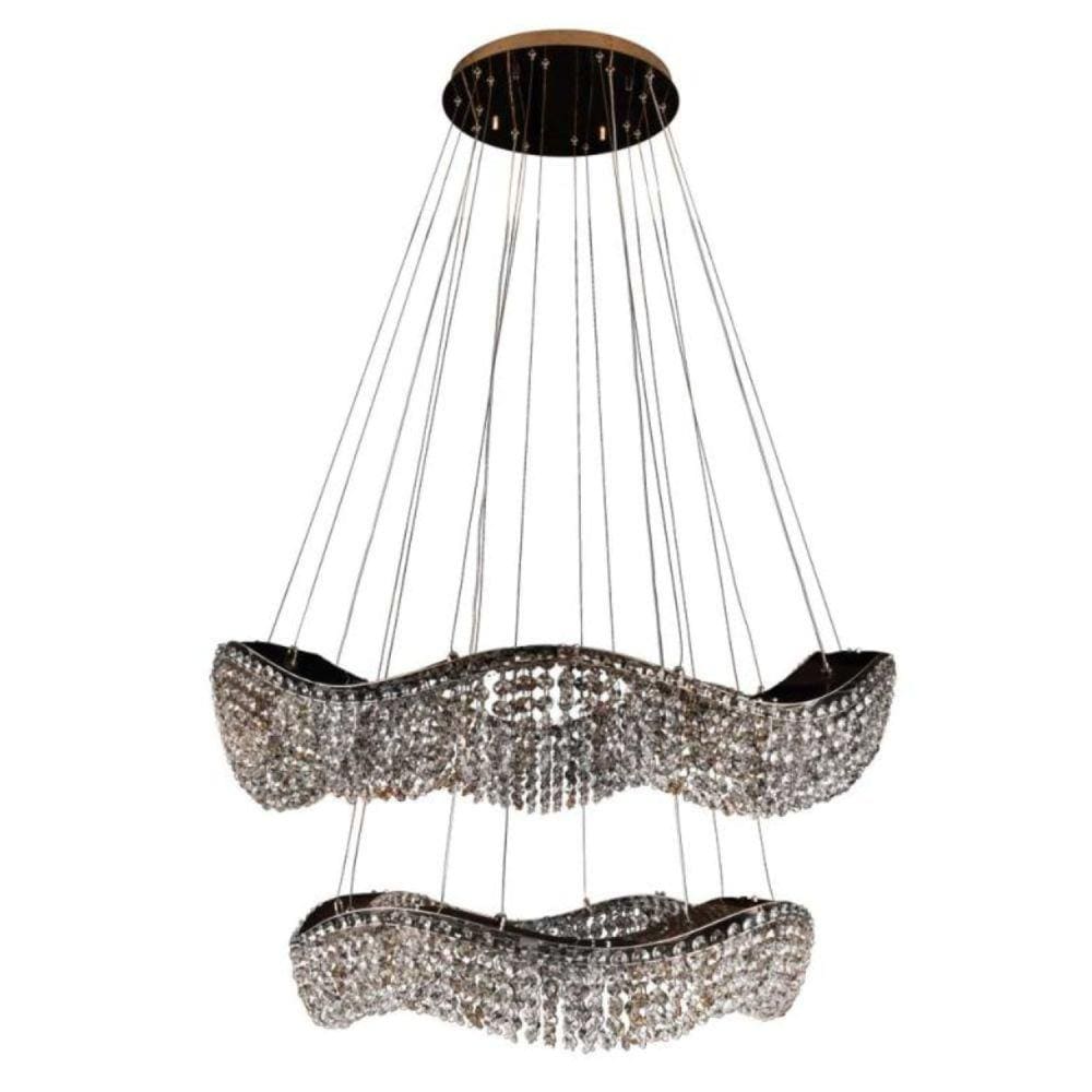 Pendente Wave Cristal 2 Aros 18 Luzes Wav18l80pd Bronzearte