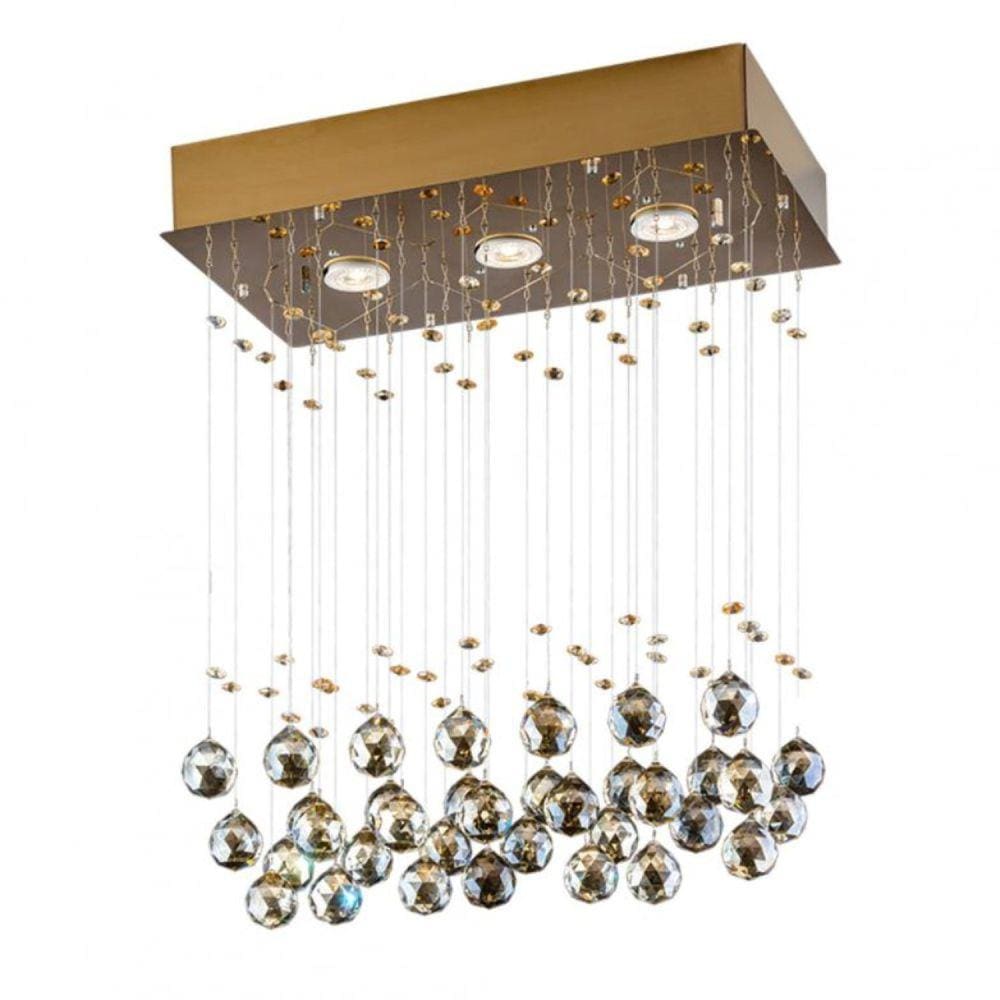 Plafon 3 Luzes Gu10 5w Crystal Ball Gpa1903pf3 Bronzearte Âmbar
