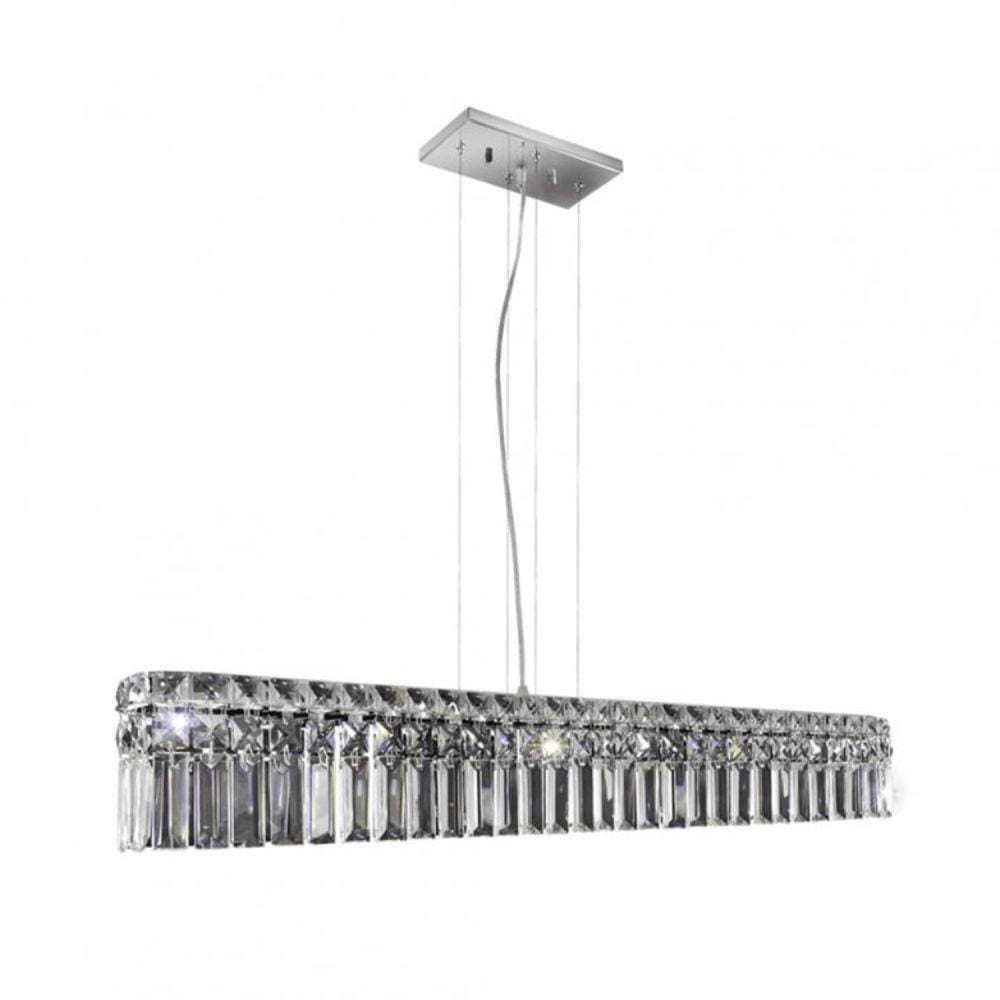 Pedente Cristal Retangular 80x11xh11,5cm 5 Luzes G9 Paris Gppr801105pdv2 Bronzearte
