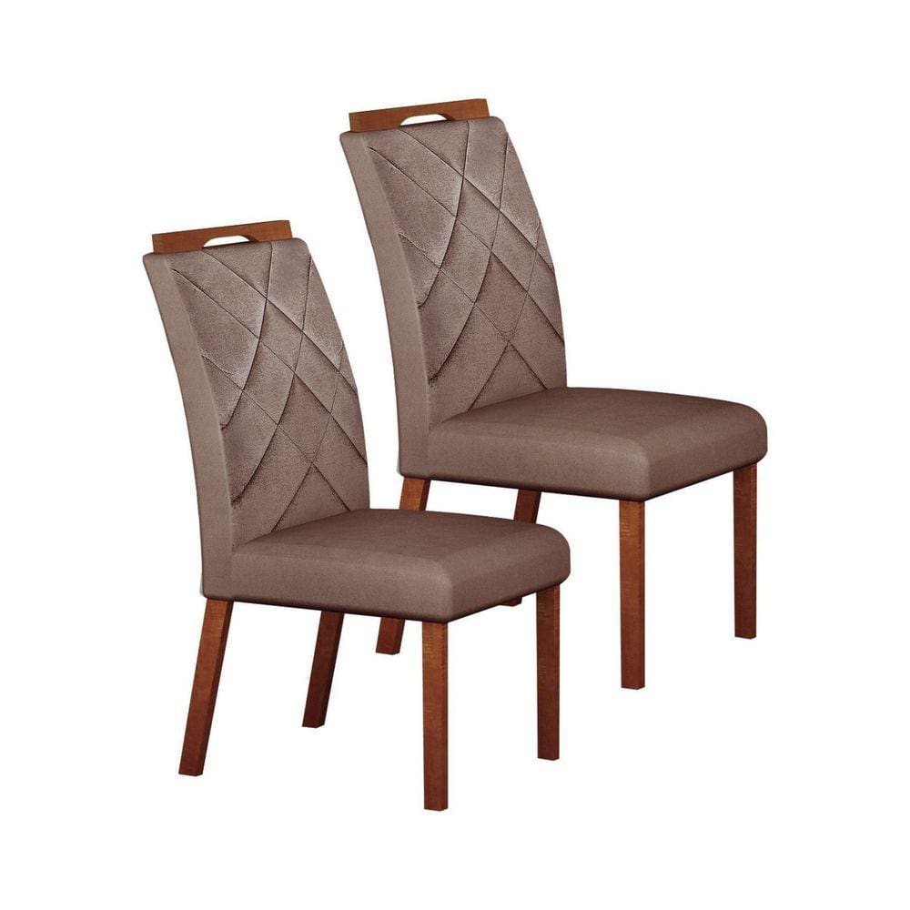 Conjunto 02 Cadeiras de Madeira para Sala de Jantar Larissa Freijó/Camurça