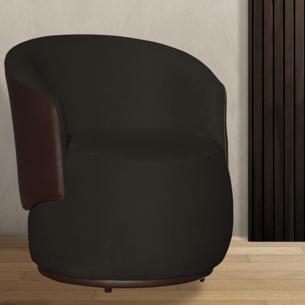 Poltrona Organica Beatriz Suede Marrom C/ Composê Corano Marrom - LM DECOR