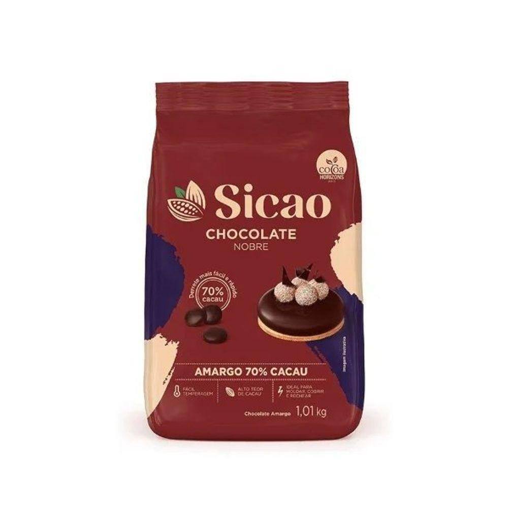 Chocolate Amargo 70% Gotas 1,01kg - Sicao