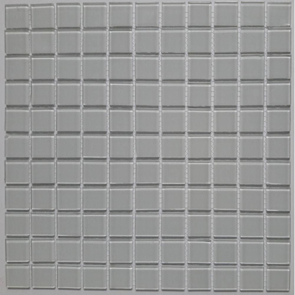 Pastilha de Vidro Quadrados de 2,5cm Cristal Glass Mosaic 30cmx30cm Placas Branco