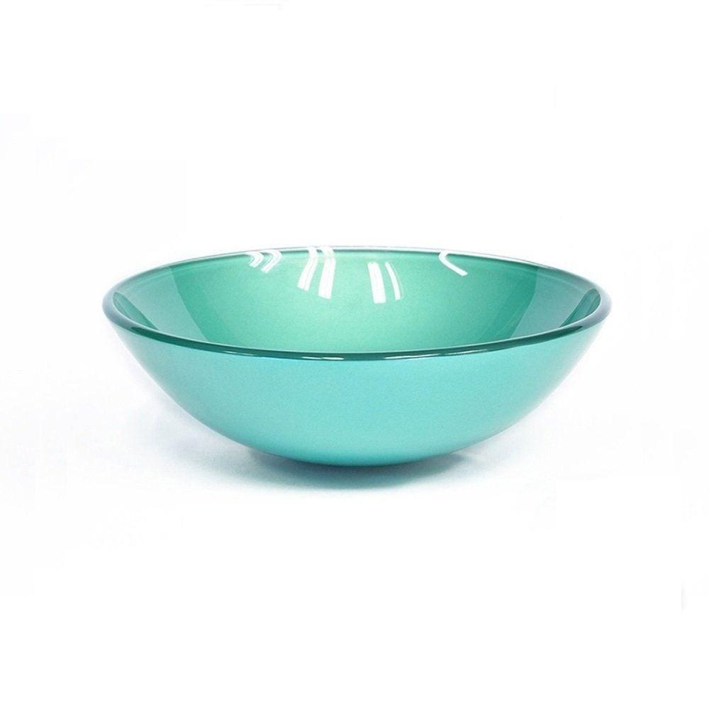 Cuba de Vidro para Banheiro Redonda 31cm Verde