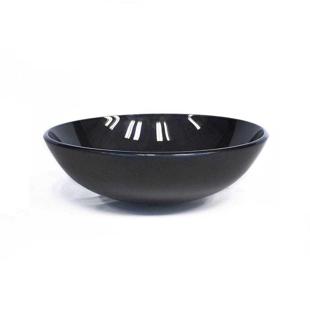 Cuba de Vidro para Banheiro Redonda 31cm Preto