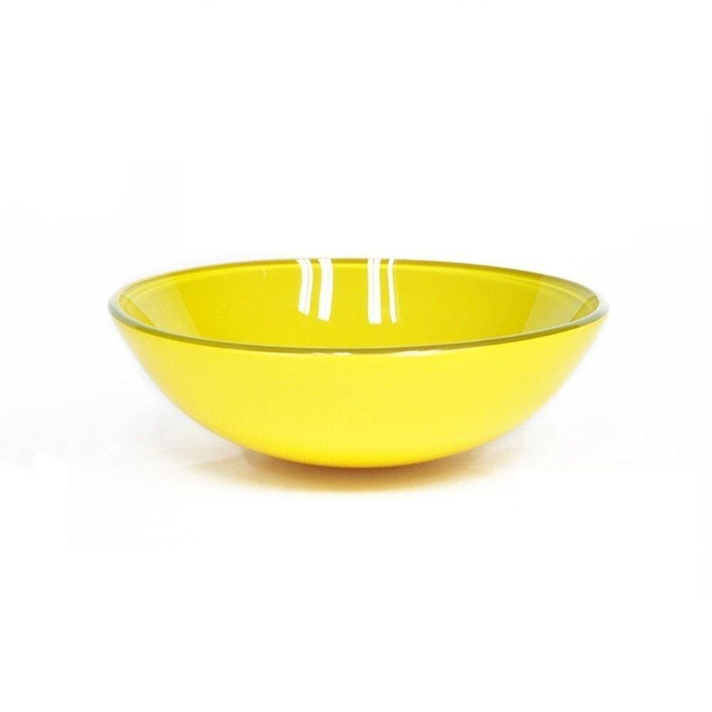 Cuba de Vidro para Banheiro Redonda 42cm Amarelo